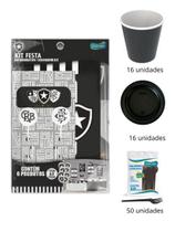 Kit Festa Completa Time Botafogo Copos, Pratos e Garfos