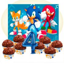 kit festa completo 102 pçs Decoração Sonic 4 Anos
