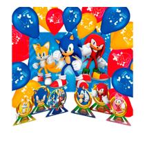Kit festa Completo 32 pçs Decoração Sonic Aniversário