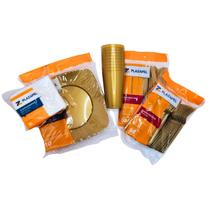 Kit Festa Completo 50 Pessoas com Prato Garfo Faca Copo Guardanapo Descartáveis