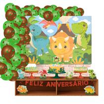 Kit Festa completo Decoração DINO BABY Festa + 25 Balão Aniv Kit Festa completo Decoração DINO BABY Festa + 25 Balão Aniv