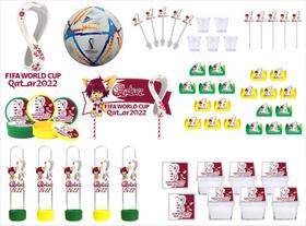 Kit Festa copa do qatar V/A 173 pçs (20 pessoas) painel e cx