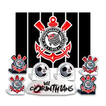 Kit festa Corinthians Decoração anive Painel TNT + 8 Display