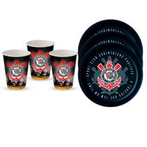 KIt Festa Corinthians Decoração aniversá 16pçs Copos+ Pratos