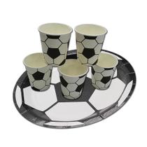 Kit Festa De Aniversário 20 Itens Copo e Prato De Papel Bola De Futebol 10 Unidades Cada SilverFesta