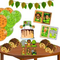 Kit Festa de Aniversário Comemoração Infantil Kid Animais Safari - 62 peças - Festcolor Kit Festa de Aniversário Comemoração Infantil Kid Animais Safari - 62 peças - Festcolor