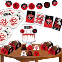 Kit Festa de Aniversário Decorativa Comemoração Futebol Time Vitória - 62 peças - Festcolor