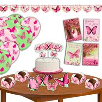 Kit Festa de Aniversário Decorativa Rosa Menina Jardim das Borboletas - 62 peças - Festcolor Kit Festa de Aniversário Decorativa Rosa Menina Jardim das Borboletas - 62 peças - Festcolor