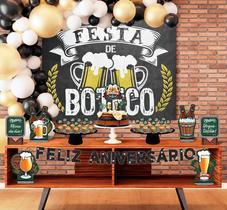Kit Festa de Boteco 39 Itens Painel + Faixa + Enfeites + Topo de Bolo