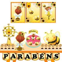 Kit Festa Decoração Aniversário Abelha Abelhinha infantil mesversario com pulseira