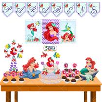 Kit Festa Decoração Aniversário Ariel pequena sereia infantil mesversario com pulseira
