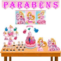 Kit Festa Decoração Aniversário Aurora Bela Adormecida infantil com caneta