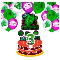 Kit festa decoração Hulk Aniversário Topo + Vela 3 + Balão