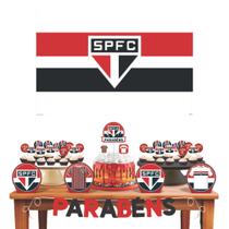 Kit Festa Decoração Pronta Eco São Paulo Tricolor C/ 33 Und.
