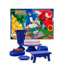 Kit Festa Decoração Sonic Bandejas+ Boleiras+Mesa+Vaso Kit Festa Decoração Sonic Bandejas+ Boleiras+Mesa+Vaso
