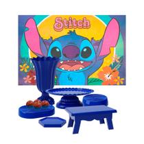 Kit Festa Decoração Stitch TNT+Bandejas+Boleiras+Mesa+Vaso Kit Festa Decoração Stitch TNT+Bandejas+Boleiras+Mesa+Vaso