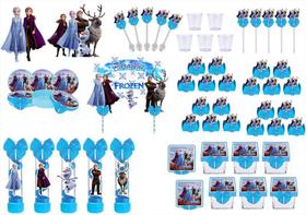 Kit festa decorado Frozen 2 (azul) 173 peças (20 pessoas)