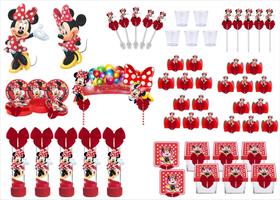 Kit festa decorado Minnie vermelha 113 peças (10 pessoas)