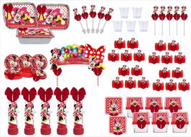 Kit festa decorado Minnie vermelha 121 peças (10 pessoas)
