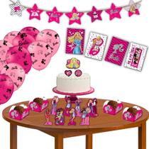 Kit Festa Decorativa Comemoração Aniversário Barbie - 62 peças - Festcolor
