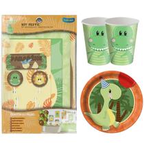 Kit Festa Decorativa Comemoração Aniversário Dino Baby + 16 Copos e 16 Pratos - 94 peças - Festcolor