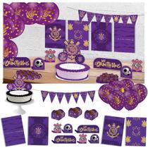 Kit Festa Decorativa Comemoração Aniversário Time Corinthians Roxo - 62 peças - Festcolor