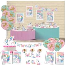 Kit Festa Decorativa Comemoração Aniversário Unicórnio New - 62 peças - Festcolor