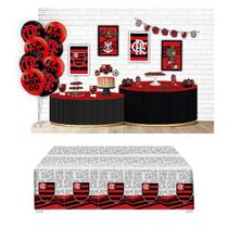 Kit Festa Decorativa + Toalha de Mesa Comemoração Aniversário Time Flamengo - 63 peças - Festcolor Kit Festa Decorativa + Toalha de Mesa Comemoração Aniversário Time Flamengo - 63 peças - Festcolor