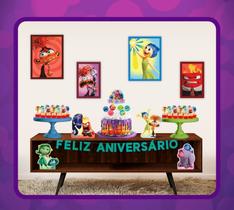 Kit Festa Divertidamente 40 Itens Painel + Faixa + Enfeites + Topo de Bolo + Quadrinhos