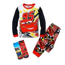 Kit festa do Pijama Menino Cars Manga Longa com meia cor:VermelhoTamanho:2T