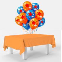 Kit festa Dragon ball Decoração Toalha Laranja + 25 balões