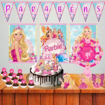 Kit festa em casa monta facil só um bolinho Barbie decoração aniversário meninas infantil