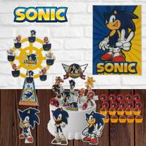 Kit festa em casa só um bolinho Sonic decoração aniversário topo de bolo Kit festa em casa só um bolinho Sonic decoração aniversário topo de bolo