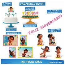 Kit Festa Fácil Aniversário Moana Baby 40 Itens - Piffer Kit Festa Fácil Aniversário Moana Baby 40 Itens - Piffer