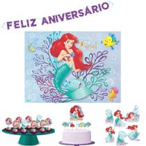 Kit Festa Fácil Ariel Sereia Decoração Aniversario 39 Peças
