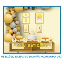 Kit Festa Fácil Batizado 40 Itens Quadrinhos + Faixa + Enfeites + Topo