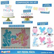 Kit Festa Fácil Chá Revelação Mickey Minnie Decoração Mesa - Kibunitinho