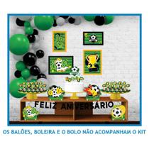Kit Festa Fácil Futebol 40 Itens Quadrinhos + Faixa + Enfeites + Topo de Bolo