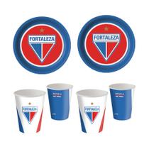 Kit Festa Fortaleza Futebol 16 Copos 200 ml + 16 Pratos 18 cm Festcolor - Produto Licenciado - Inspire Sua Festa Loja