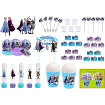 Kit festa Frozen 2 (155 peças) (lilás e azul claro) 20 pessoas