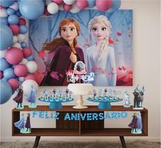 Kit Festa Frozen 39 Itens Painel + Enfeites + Faixa