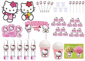 Kit Festa Hello Kitty rosa 105 peças (10 pessoas)