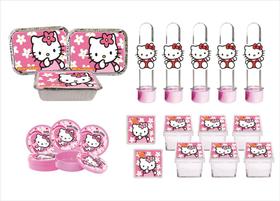 Kit Festa Hello Kitty rosa 40 peças (10 pessoas) - Produto artesanal