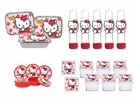 Kit Festa Hello Kitty vermelho 80 peças (20 pessoas)