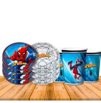 Kit Festa Homem Aranha Decoração 8 Copos + 8 Pratos Kit Festa Homem Aranha Decoração 8 Copos + 8 Pratos