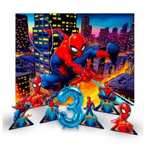 Kit festa Homem Aranha decoração n3 Balão +Painel +Display - Regina -Piffer