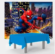 Kit festa Homem Aranha Decoração Painel GG + Toalha Azul TNT - Piffer