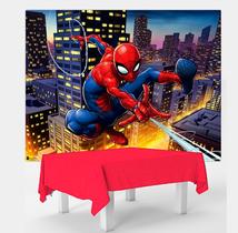 Kit festa Homem Aranha Decoração Painel GG +Toalha Vermelha