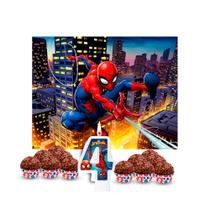 Kit festa Homem aranha vela n4 + Painel + 100 forminhas Kit festa Homem aranha vela n4 + Painel + 100 forminhas