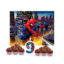 Kit Festa Homem Aranha Vela N9 + Painel + 100 Forminhas